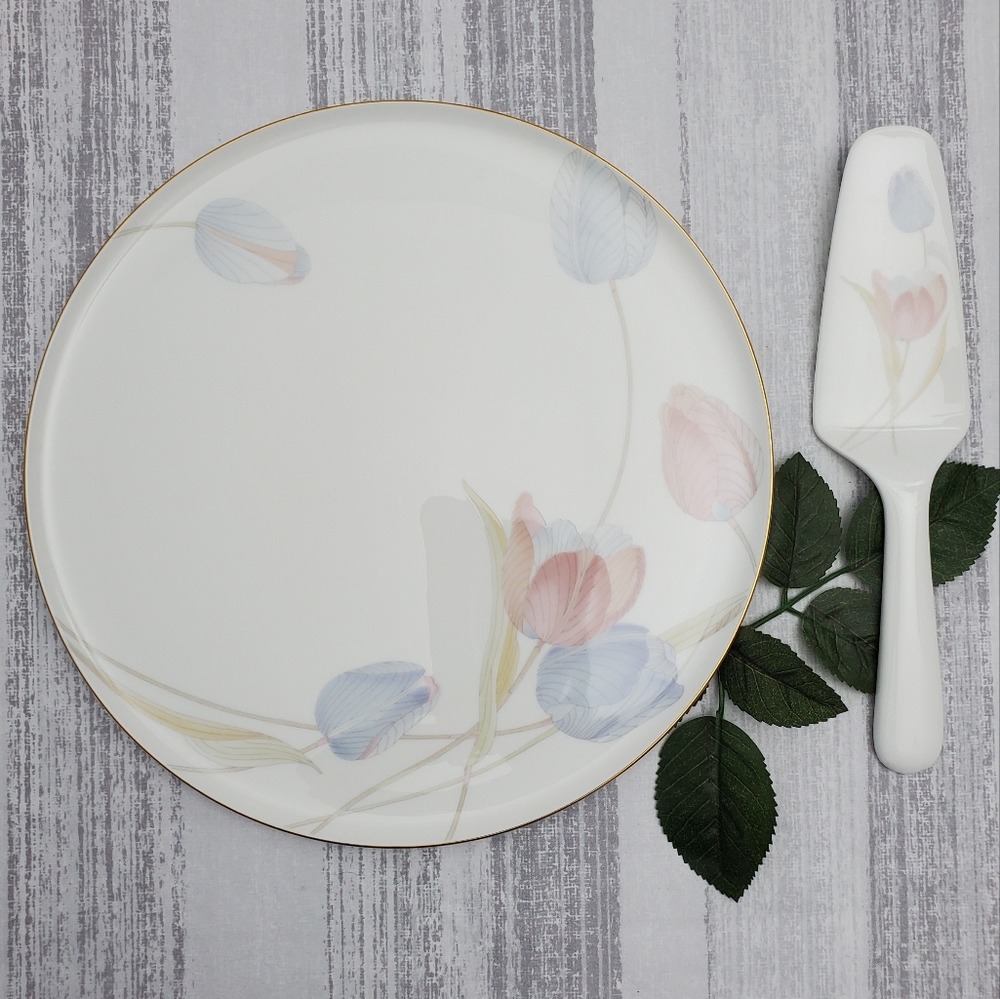 Vintage Mikasa Fine Bone Cake Plate and Server *